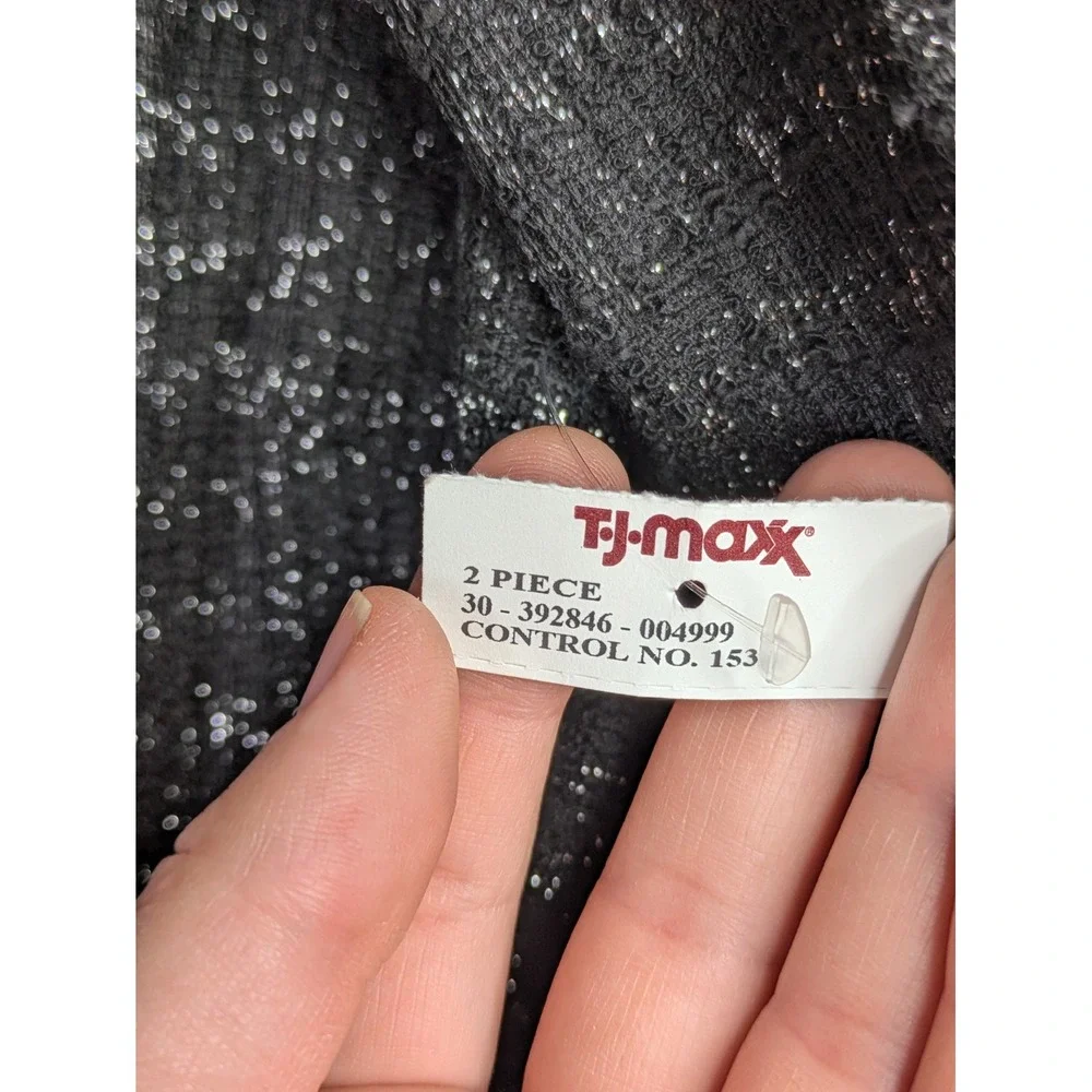 Taylor Womens Dress Set 2 Piece Size 8 $148 Metallic Black Tweed Holiday Career